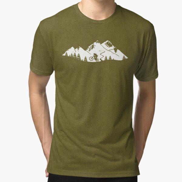 Wheelie in front of mountains Tri-blend T-Shirt