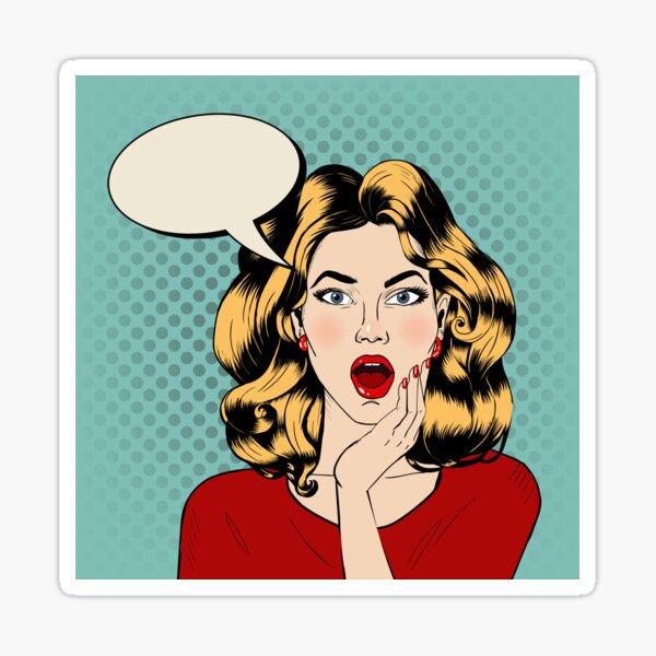 "Surprised Woman with Bubble in Pop Art Style" Sticker for Sale by ...