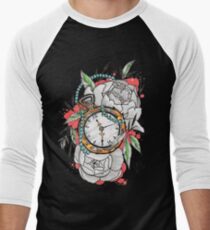 Tattoo Pocket Watch with Peonies Men's Baseball ¾ T-Shirt
