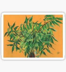 Ash-tree, summer greenery, green and yellow, floral art Sticker