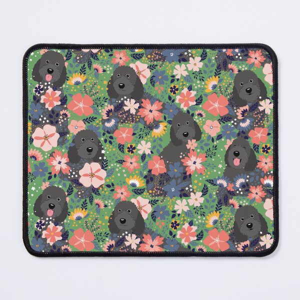 Item preview, Black Goldendoodle Garden - Green Background designed and sold by Lulupainting.
