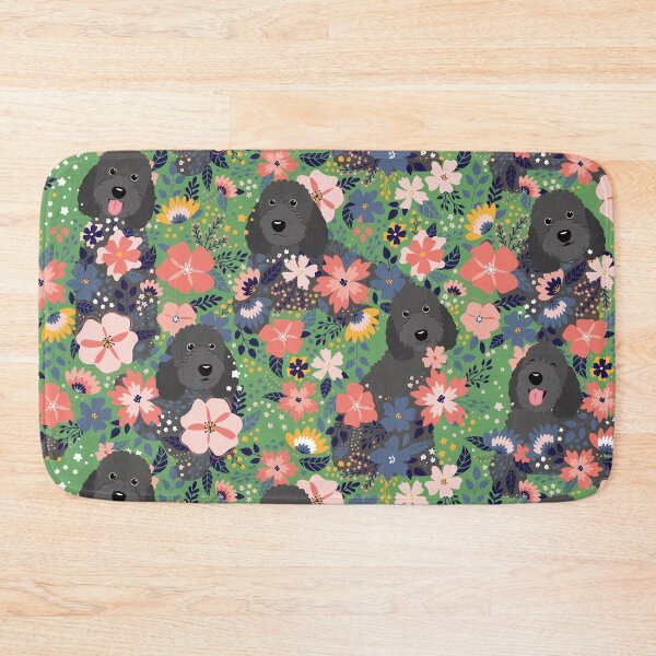 Item preview, Black Goldendoodle Garden - Green Background designed and sold by Lulupainting.
