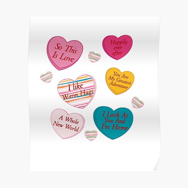 Cute Conversation Candy Hearts Poster For Sale By Espenoystore