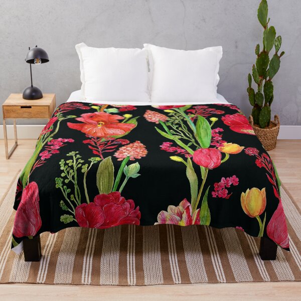 Artikelvorschau, Luxuriöses rotes Blumenmuster auf elegantem Schwarz entworfen und verkauft von DEC02.