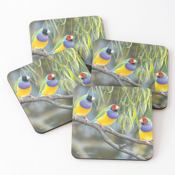 Item preview, "The Rainbow Coalition" (Gouldian Finches) designed and sold by Frances McMahon Watercolour Bird Artist.