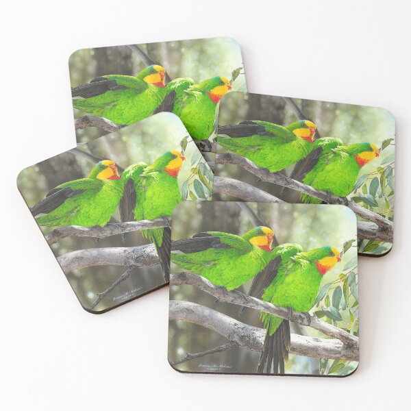 Item preview, "Teeming with Green" (Superb Parrots) designed and sold by Frances McMahon Watercolour Bird Artist.