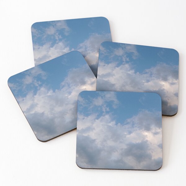 Item preview, Blue sky background with white and grey fluffy clouds designed and sold by by-jwp.