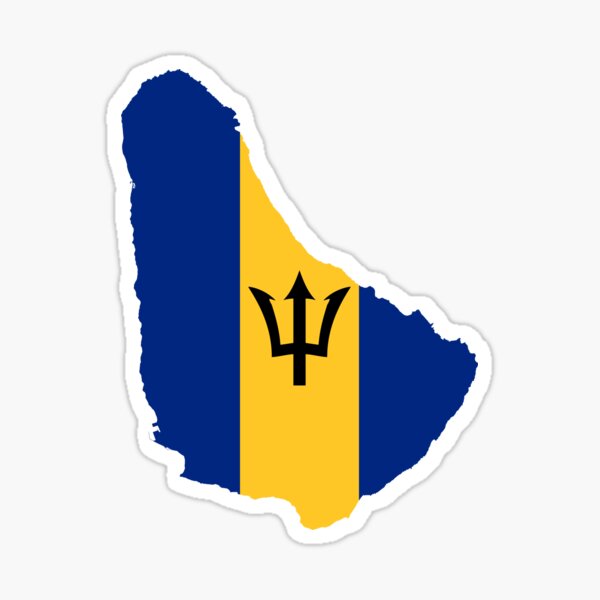 Barbados Flag Map Sticker For Sale By Limitlezz Redbubble   St,small,507x507 Pad,600x600,f8f8f8.u3 