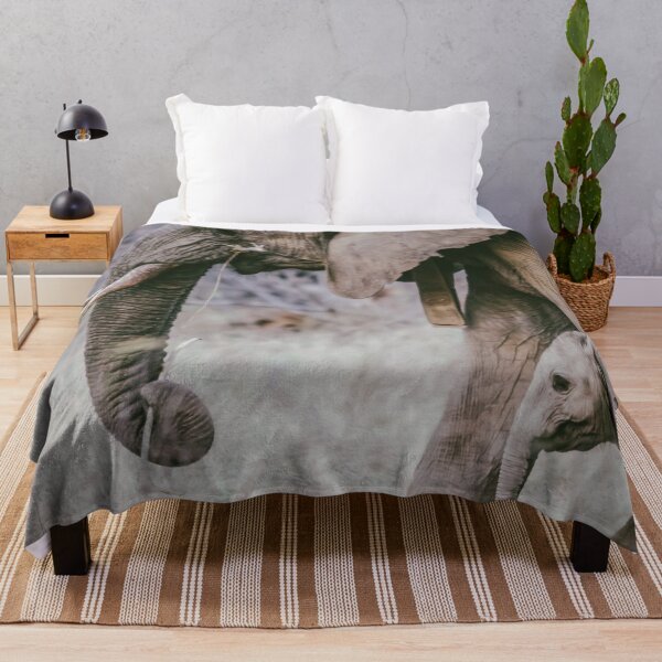 Item preview, Adorable Elephant with Ivory Tusks Walking With Baby In The Wild designed and sold by BossyCatHome.