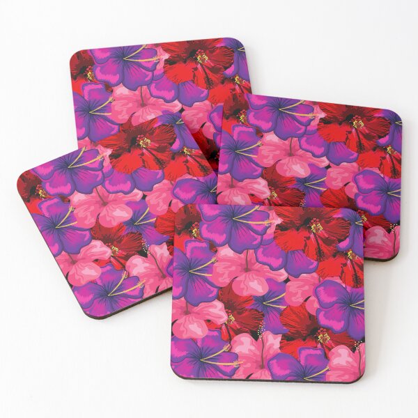 Item preview, Red, purple and pink hibiscus flowers  designed and sold by Floralsharry.