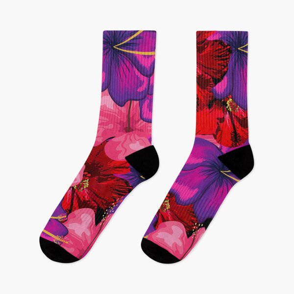 Item preview, Red, purple and pink hibiscus flowers  designed and sold by Floralsharry.