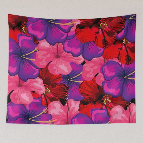 Item preview, Red, purple and pink hibiscus flowers  designed and sold by Floralsharry.