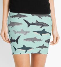 Sharks, illustration, art print ,ocean life,sea life ,animal ,marine biologist ,kids ,boys, gender neutral ,educational ,Andrea Lauren , shark week, shark, great white shark, Mini Skirt