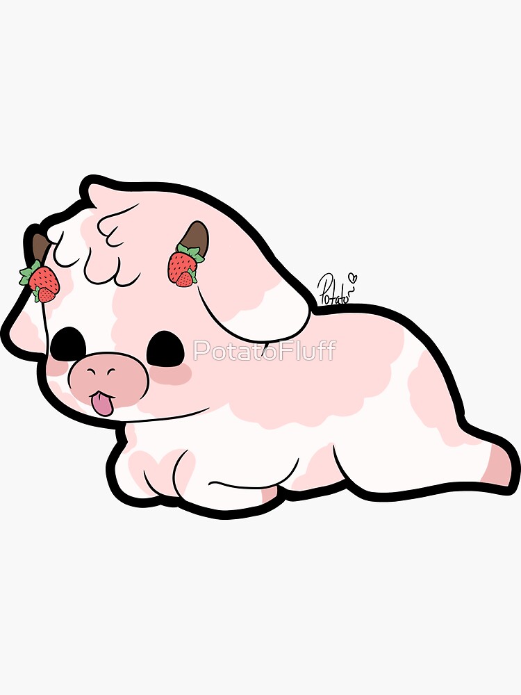 Strawberry Cow kawaii Art Board Print for Sale by MayBK