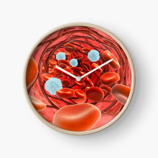 Microscopic view of blood flow inside an artery with stent deployment. Clock