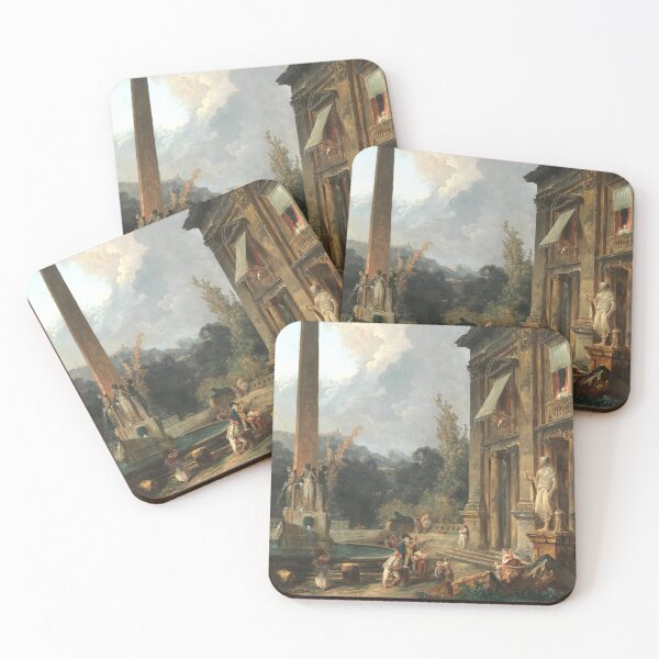 Item preview, Wandering Minstrels by Hubert Robert French, restored painting with italien scenes designed and sold by Lady-Frost.