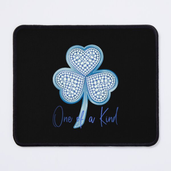 Item preview, “One of a Kind” Diamond Blue Shamrock! (on Black) designed and sold by PawsitiveMum.