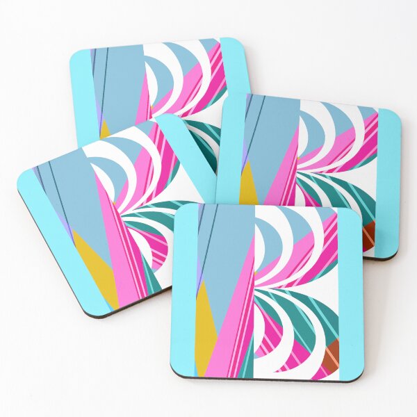 Item preview, Abstract art Memphis palms pink grey teal and gold  edition  designed and sold by SpArtk.