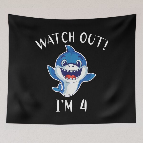 Item preview, Watch Out I Am 4 Years Old Shark Kids  designed and sold by 77tara.