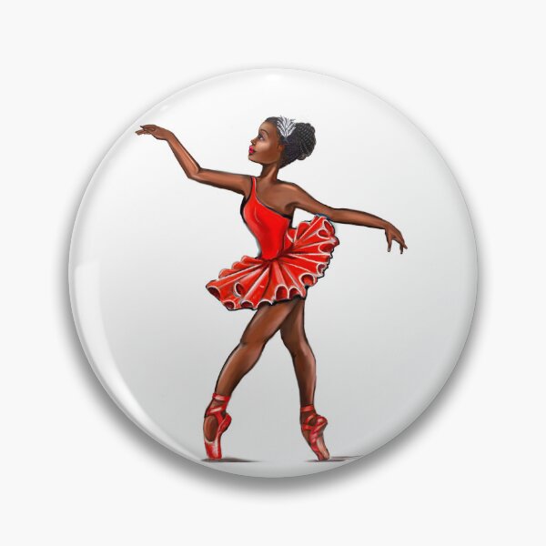 Item preview, Ballet in red pointe shoes - African American black ballerina doing pirouette in red tutu designed and sold by Artonmytee.