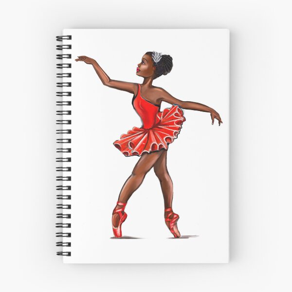 Item preview, Ballet in red pointe shoes - African American black ballerina doing pirouette in red tutu designed and sold by Artonmytee.