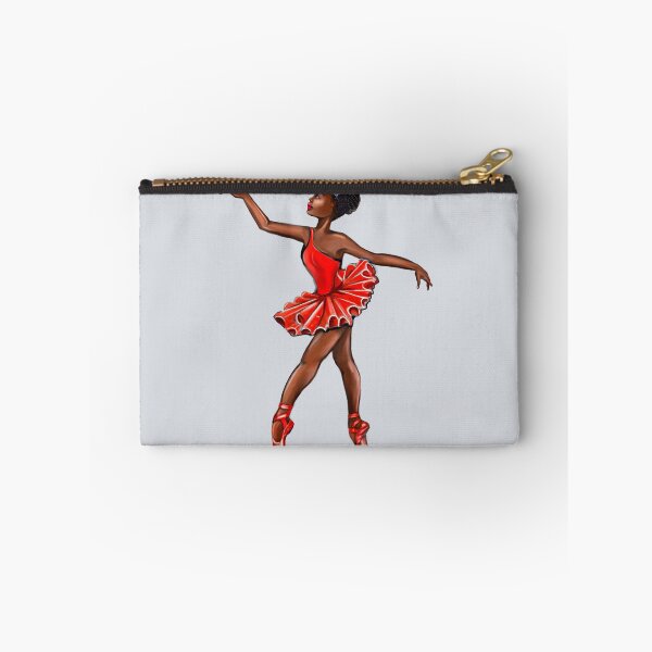 Item preview, Ballet in red pointe shoes - African American black ballerina doing pirouette in red tutu designed and sold by Artonmytee.