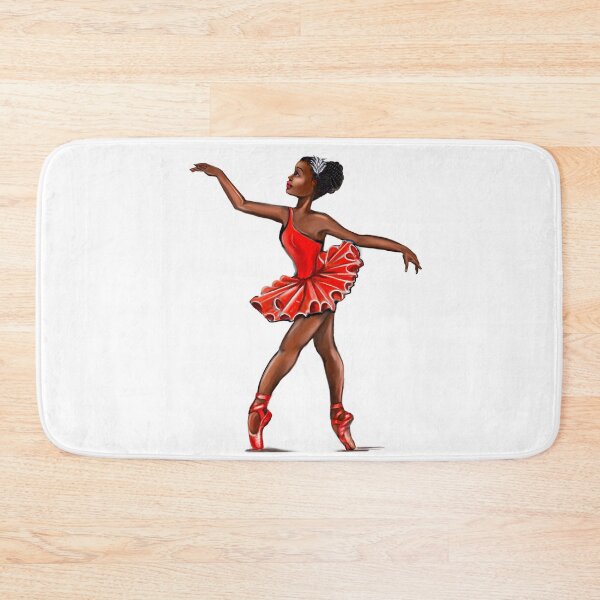 Item preview, Ballet in red pointe shoes - African American black ballerina doing pirouette in red tutu designed and sold by Artonmytee.