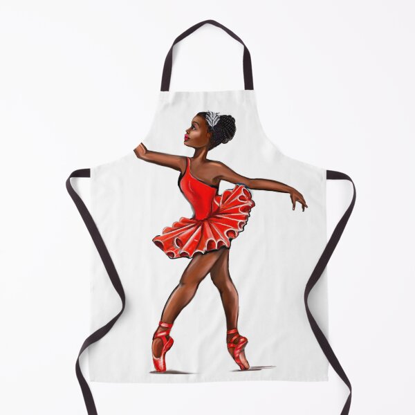 Item preview, Ballet in red pointe shoes - African American black ballerina doing pirouette in red tutu designed and sold by Artonmytee.