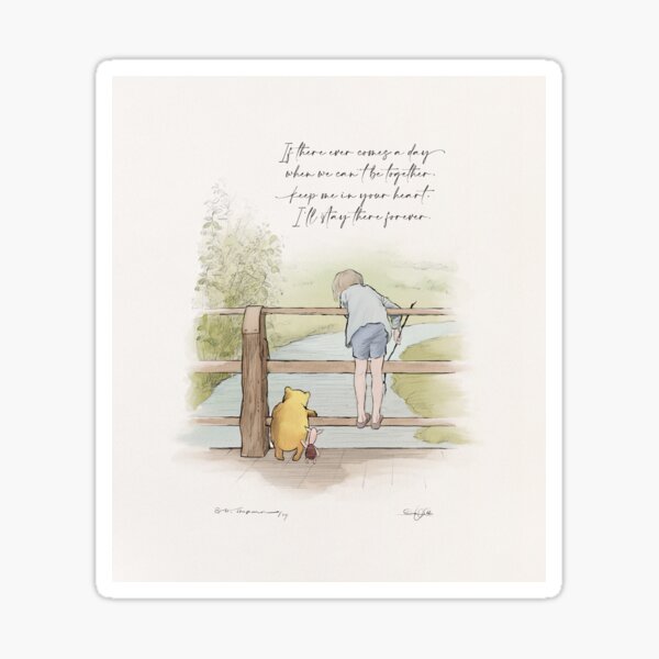 Christopher Robin Pooh und Ferkel auf der Brücke Sticker