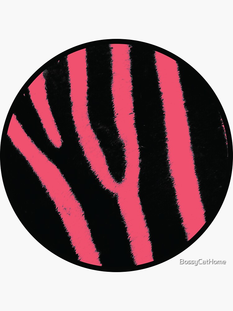 "Hot Pink Zebra Print" Sticker by BossyCatHome Redbubble