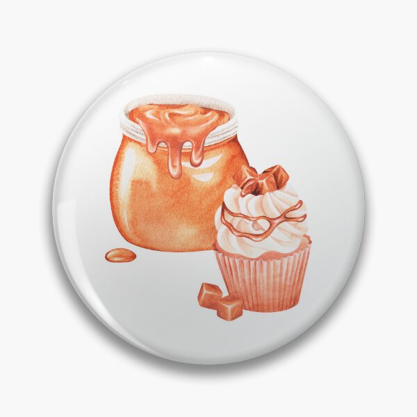 Item preview, Caramel cupcake and a jar of melted caramel. Watercolor illustration. designed and sold by Trilisti.