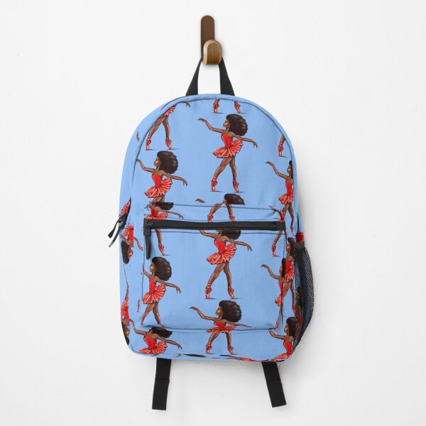 Item preview, Ballet in red pointe shoes - ballerina with Afro hair doing pirouette in red tutu and red shoes  - brown skin ballerina designed and sold by Artonmytee.