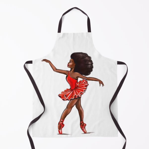 Item preview, Ballet in red pointe shoes - ballerina with Afro hair doing pirouette in red tutu and red shoes - brown skin ballerina designed and sold by Artonmytee.