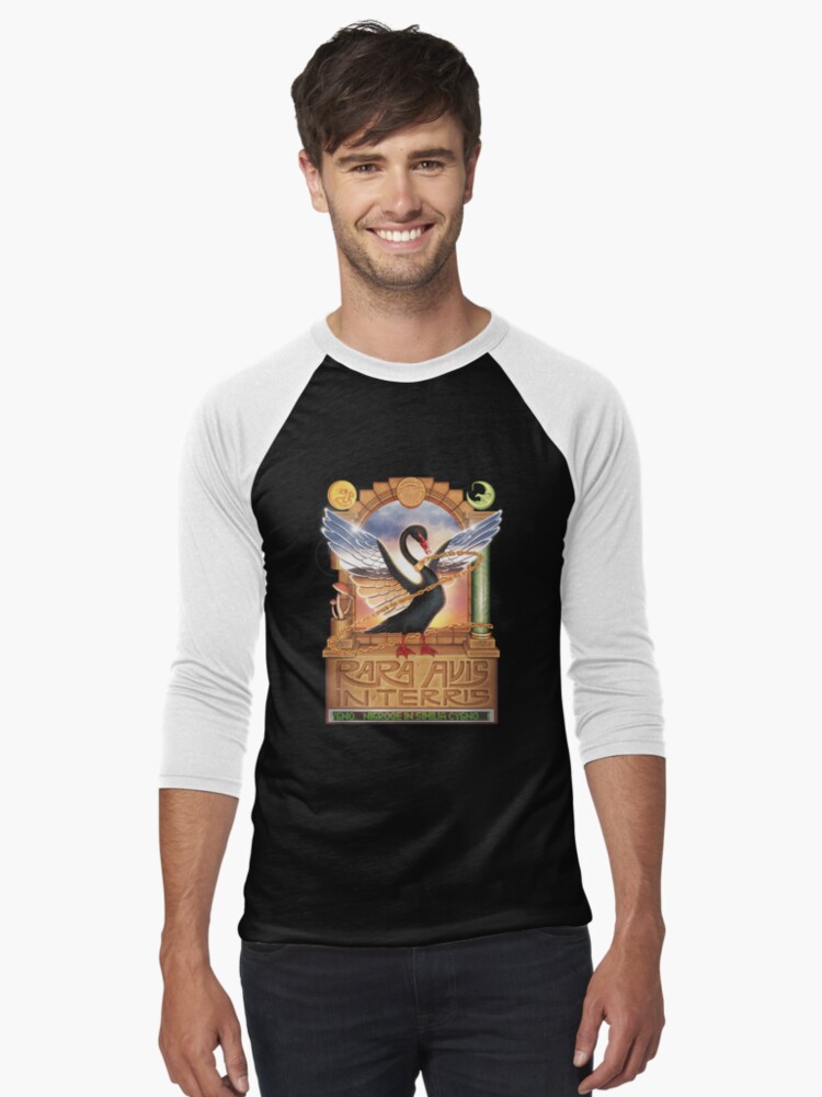 Thumbnail 1 of 3, Baseball ¾ Sleeve T-Shirt, Black Swan designed and sold by steg0saurus.