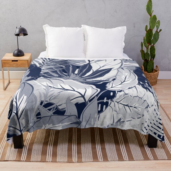 Item preview, Amazonian Tropical Palm Leaves in Navy and White designed and sold by meggydesigns.