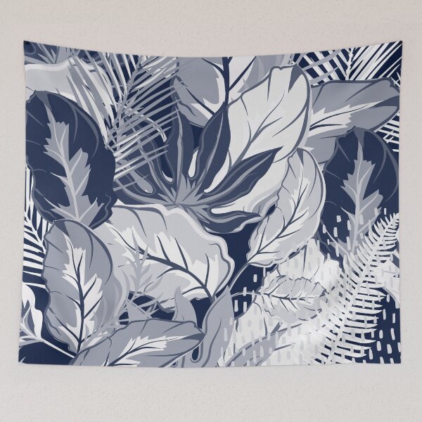 Item preview, Amazonian Tropical Palm Leaves in Navy and White designed and sold by meggydesigns.