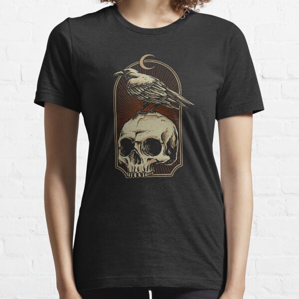 Vintage black crow With skull Ans moon Essential T-Shirt