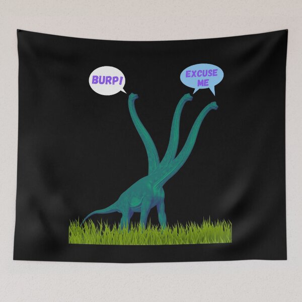 Item preview, Three-necked green dinosaur - Burp Edition (in black) designed and sold by CosmicStory.