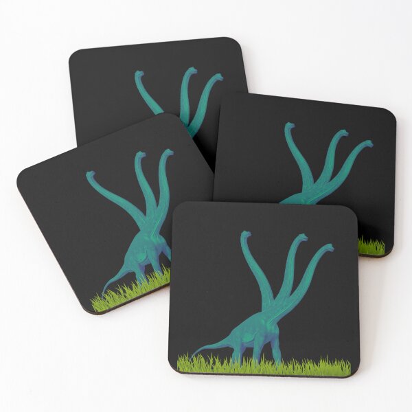 Item preview, Three-necked green dinosaur (grass edition, in black) designed and sold by CosmicStory.