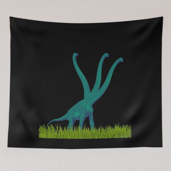 Item preview, Three-necked green dinosaur (grass edition, in black) designed and sold by CosmicStory.