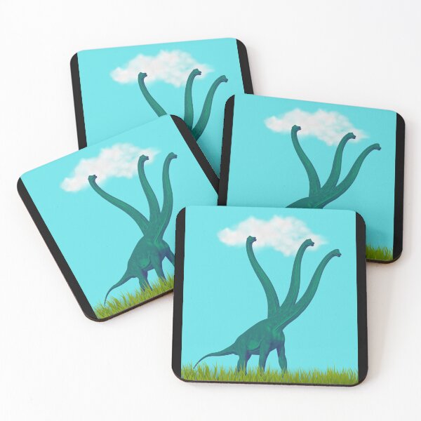 Item preview, Three-necked green dinosaur (blue sky & grass edition, black background) designed and sold by CosmicStory.
