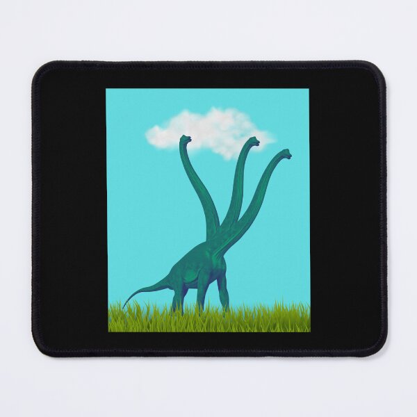 Item preview, Three-necked green dinosaur (blue sky & grass edition, black background) designed and sold by CosmicStory.