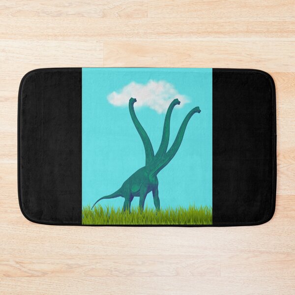 Item preview, Three-necked green dinosaur (blue sky & grass edition, black background) designed and sold by CosmicStory.