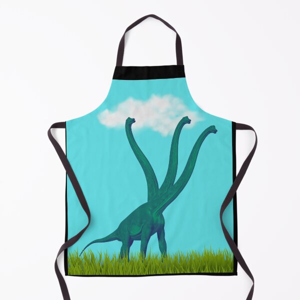 Item preview, Three-necked green dinosaur (blue sky & grass edition, black background) designed and sold by CosmicStory.