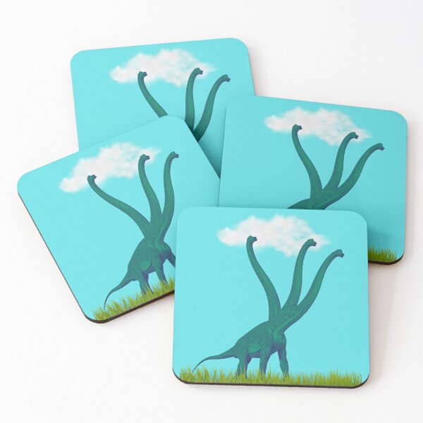 Item preview, Three-necked green dinosaur (blue sky & grass edition, blue background) designed and sold by CosmicStory.