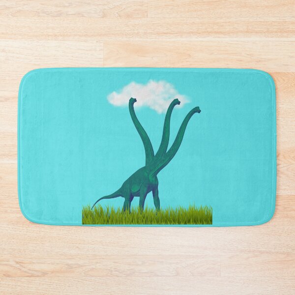 Item preview, Three-necked green dinosaur (blue sky & grass edition, blue background) designed and sold by CosmicStory.