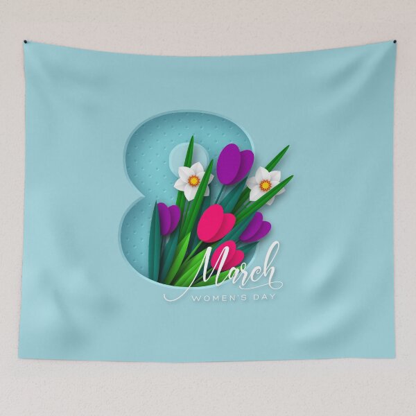 Aperçu de l'œuvre Bonne fête des femmes 8 mars, cadeau des femmes de la communauté avec des fleurs créée et vendue par podekom.