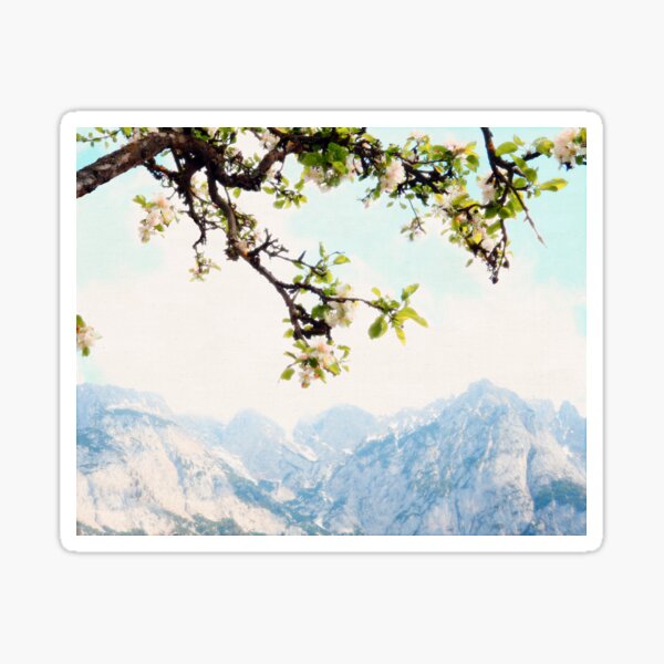 Apple Blossoms and Mountains Sticker
