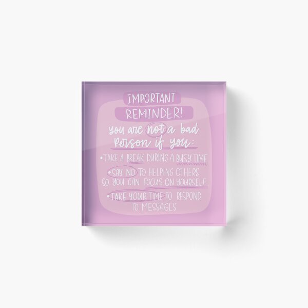 Item preview, Important: You are not a bad person - Daily Reminders - PINK designed and sold by TheBubblyType.