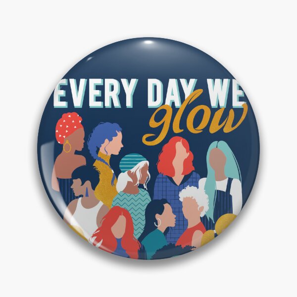 Item preview, Every day we glow International Women's Day // midnight navy blue background teal, mint, electric blue neon orange red and gold humans  designed and sold by SelmaCardoso.